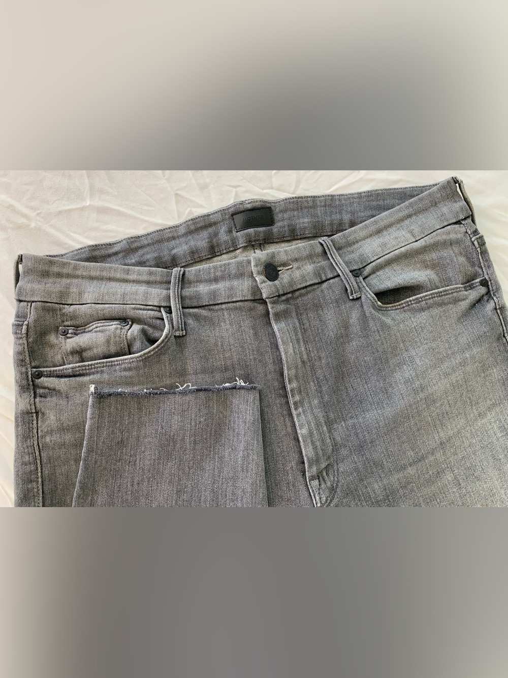 MOTHER The Looker Jeans in Grey-Black Distressed Denim - Picture 7 of 10
